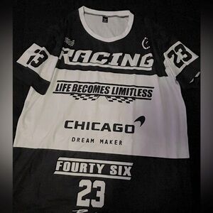 “Life becomes limitless “ tshirt men/ racing style t shirt, XL